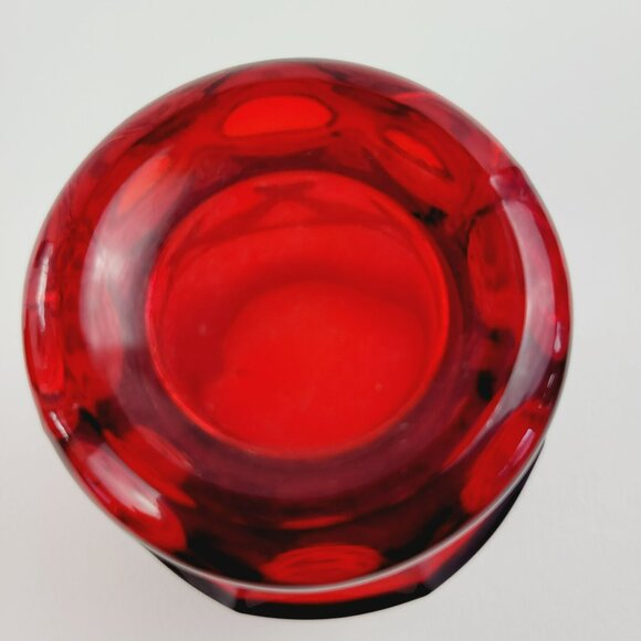 Vintage Cambridge Georgian Ruby Red Flat Tumbler Glasses 8fl.oz Honeycomb Retro - Picture 7 of 10